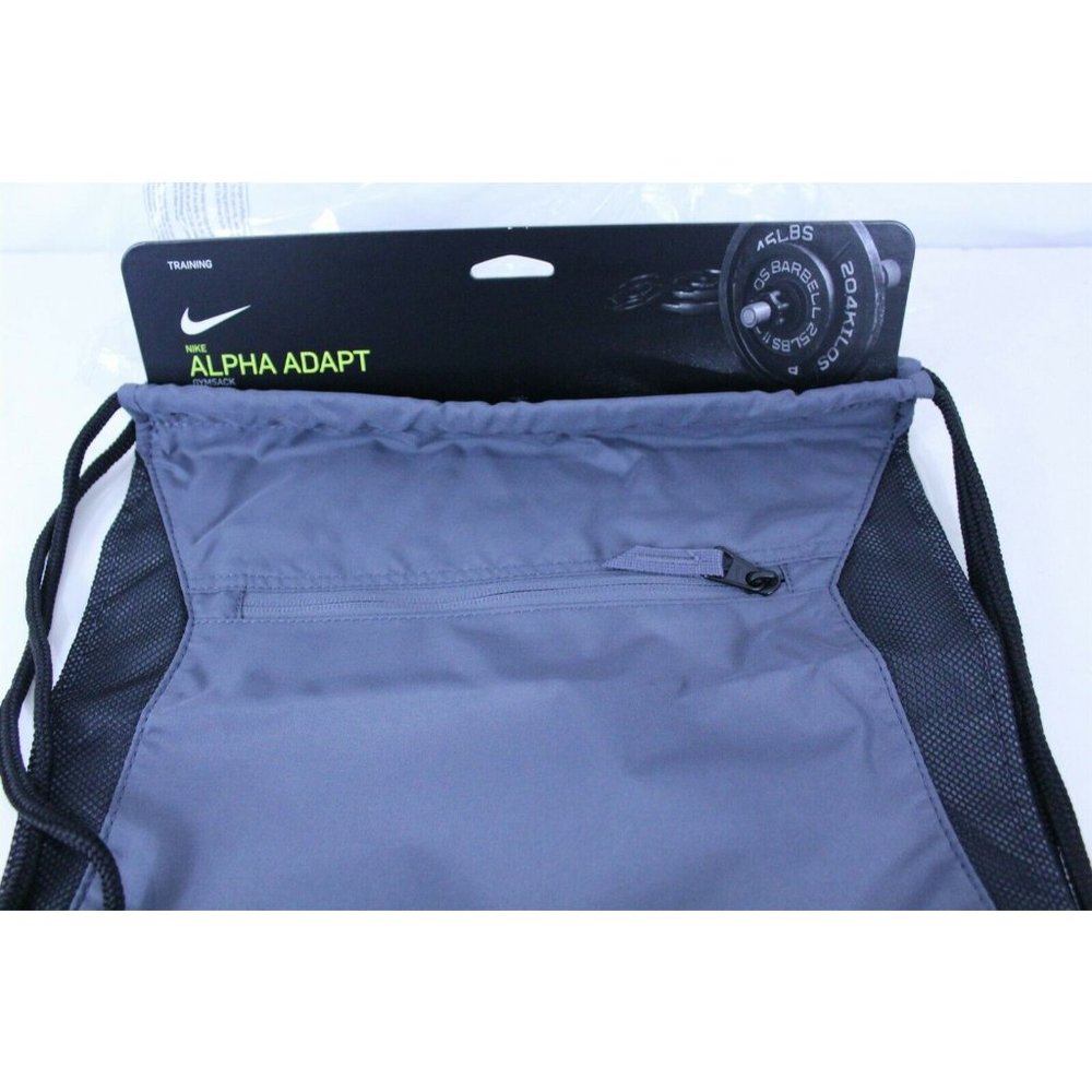 Nike Unisex Training Alpha Adapt Gym Sack Steel Grey / Black Outside Zip Pocket - Picture 6 of 9